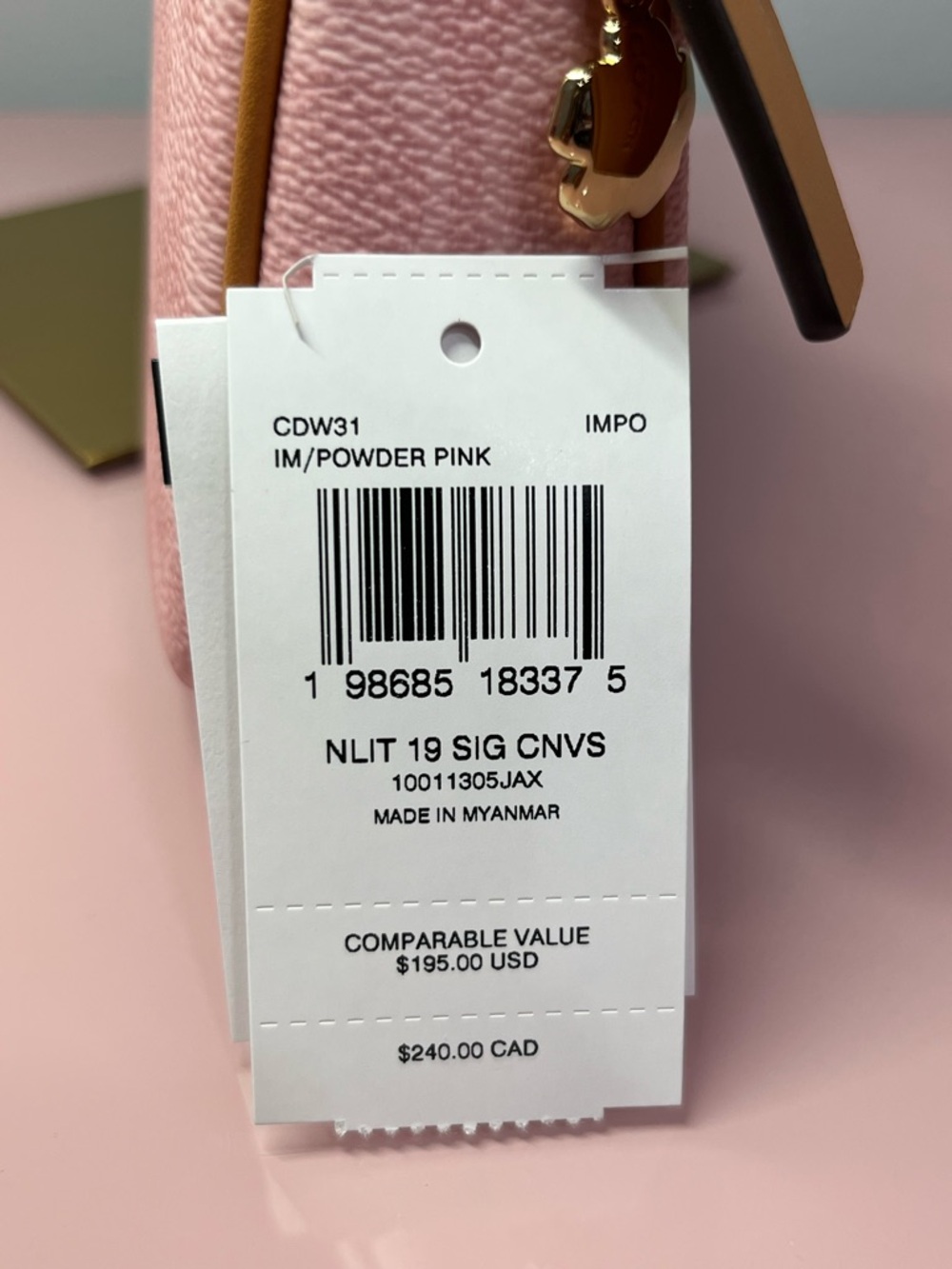 NWT Coach Nolita 19 In Signature Canvas with Charm
Gold/Powder Pink CDW31π©· - Picture 8 of 9